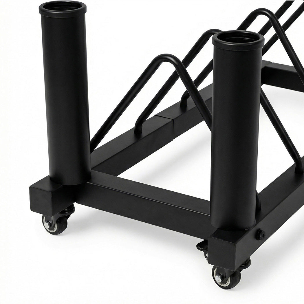 Centra Horizontal Bumper Plate Rack with Wheels Barbell Weight Storage Holder