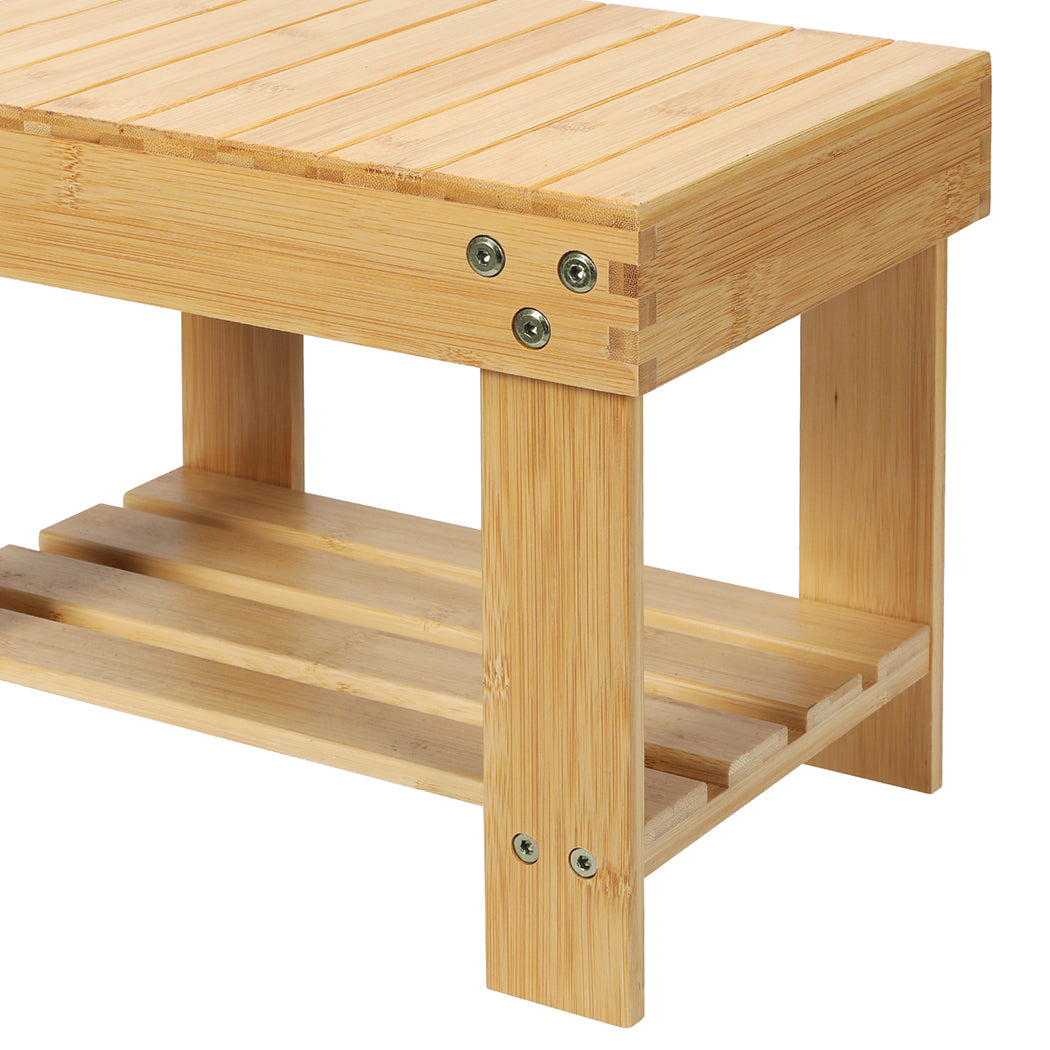 Levede Bamboo Step Stool Small Bedside Stool Non-Slip Footrest Storage Chair