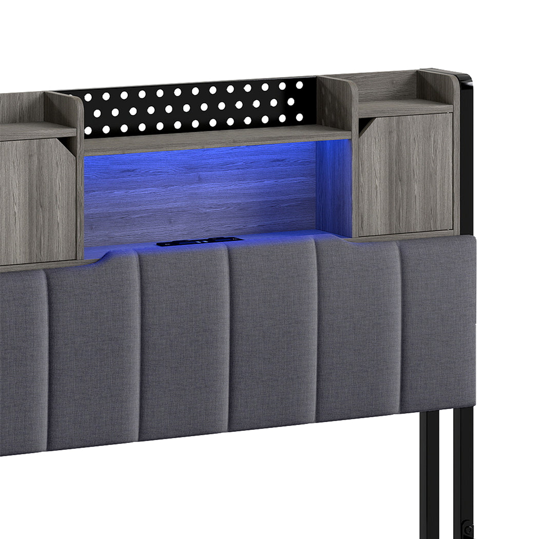 Levede Single Bed Frame with Storage Headboard RGB LED