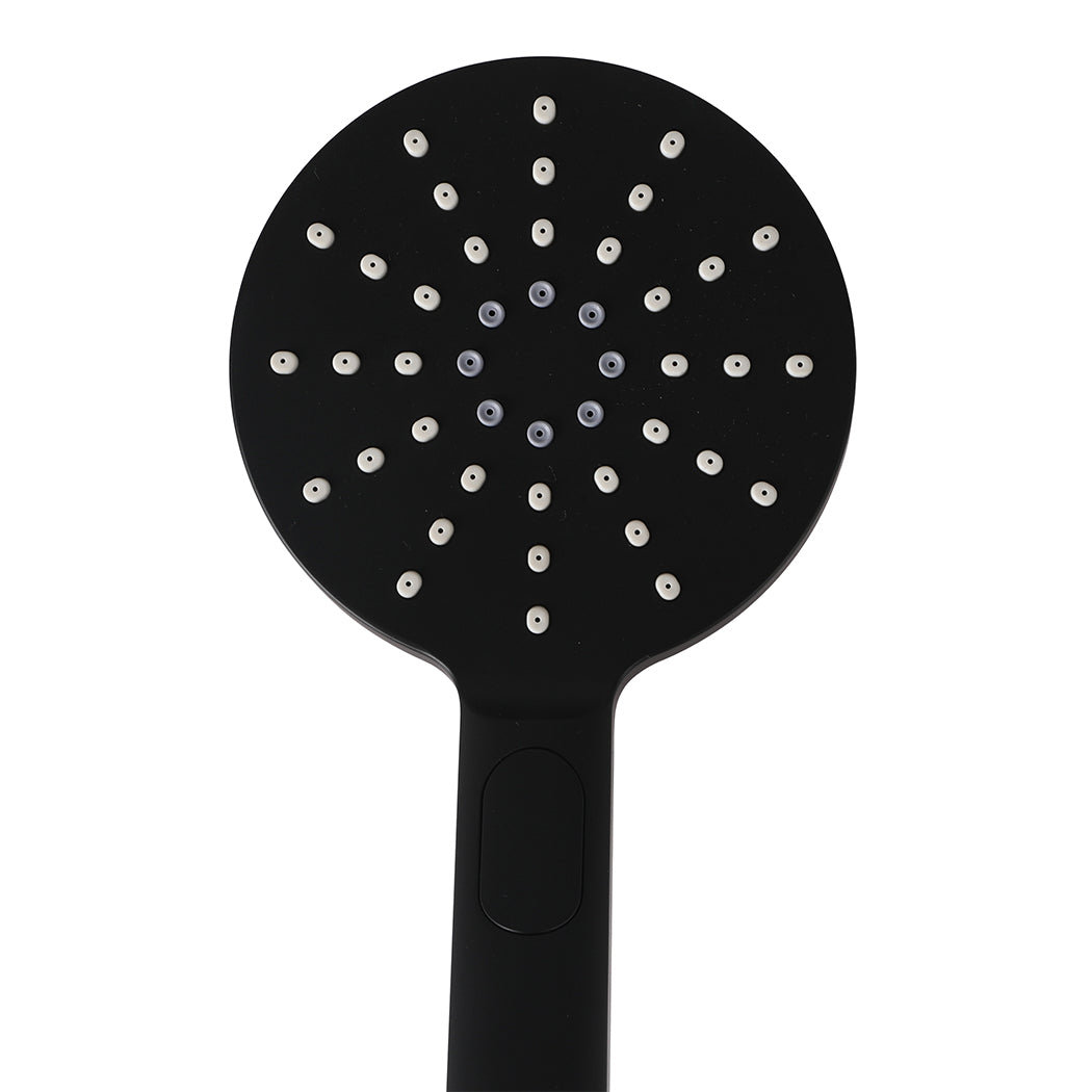 High Pressure Shower Head Set Rain Round Black
