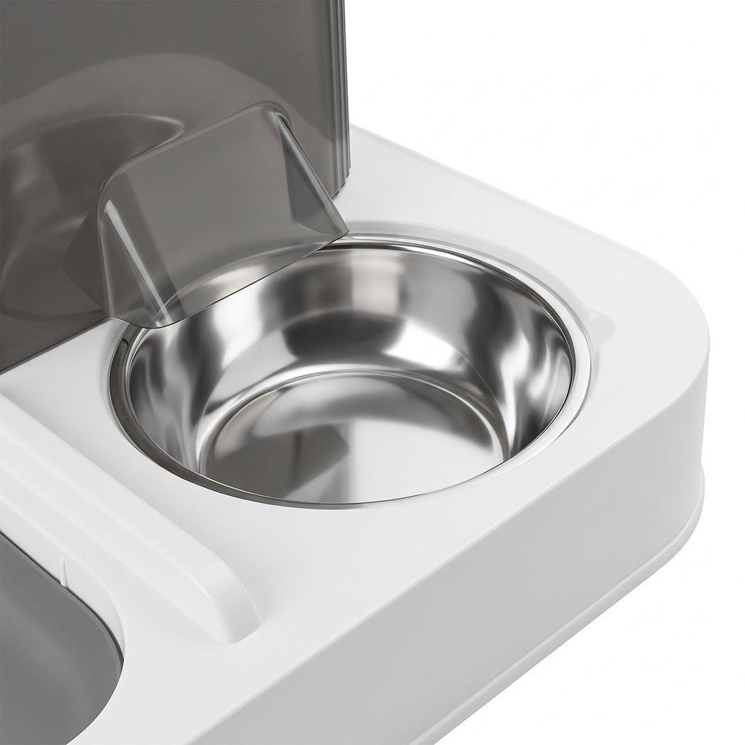 PaWz Automatic Cat Feeder Gravity Food and Water Dispenser for Home Travel White