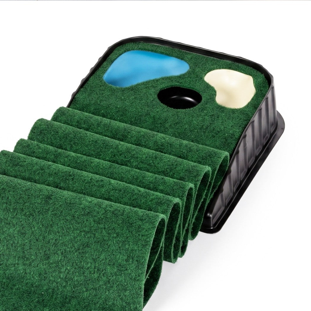 Centra Golf Putting Mat Training Aid Auto Ball Return 270cm Indoor,Green