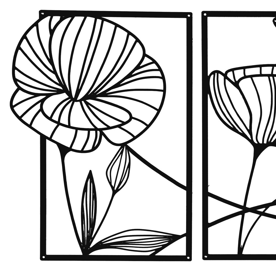 Yezi Metal Wall Art 4Pcs Floral Minimalist Line Decor
