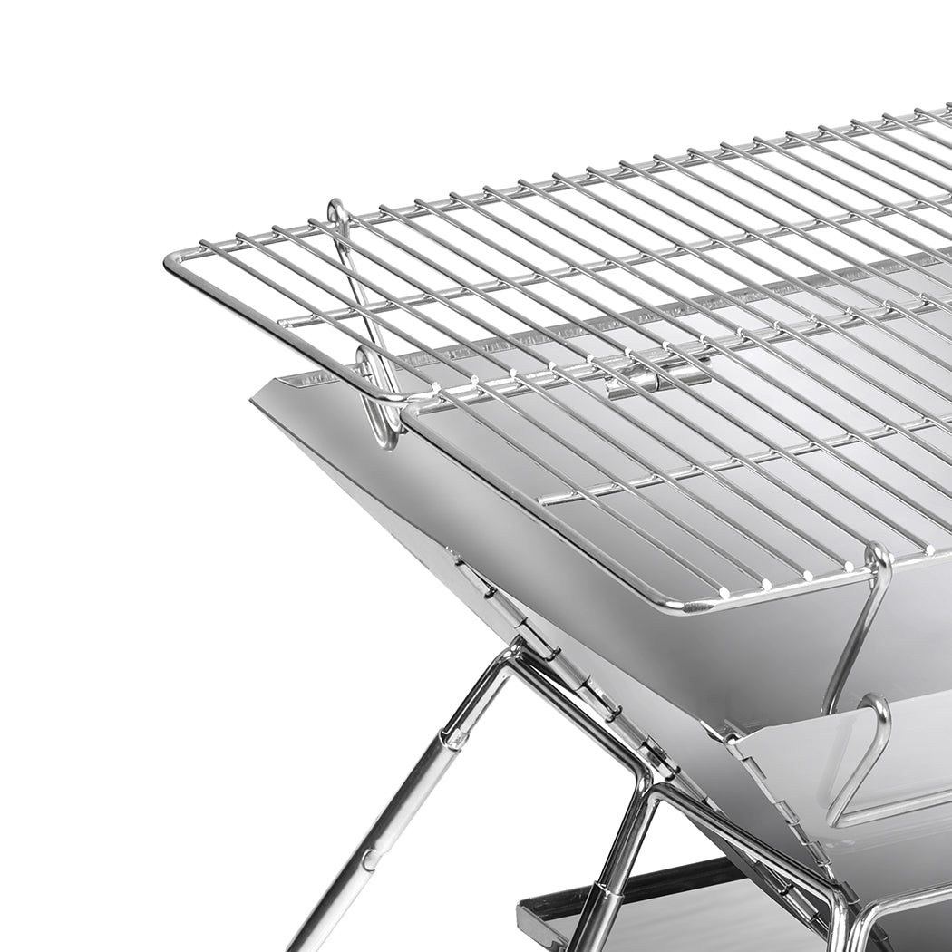 Levede Portable Folding BBQ Charcoal Grill Silver