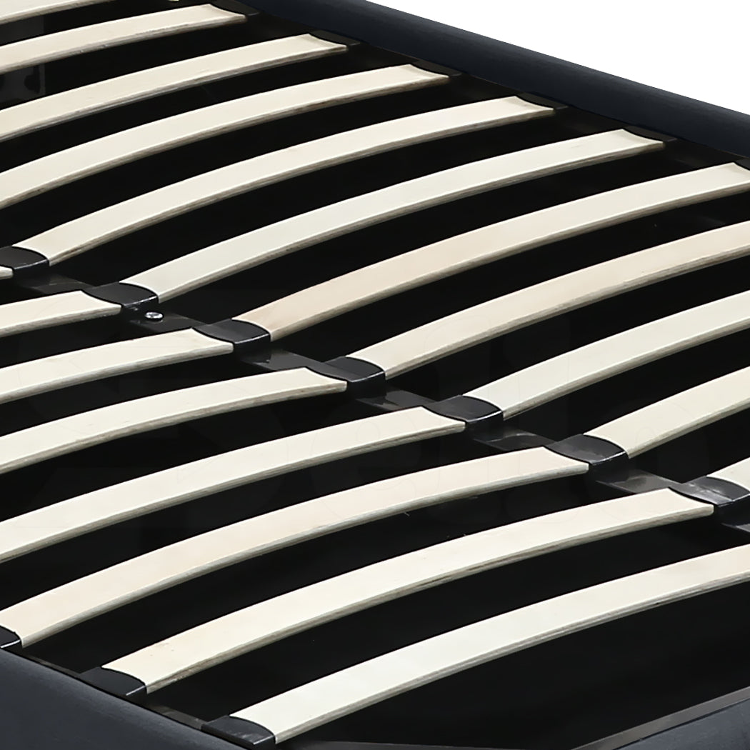 Levede Gas Lift Bed Frame Fabric Base Double Dark Grey
