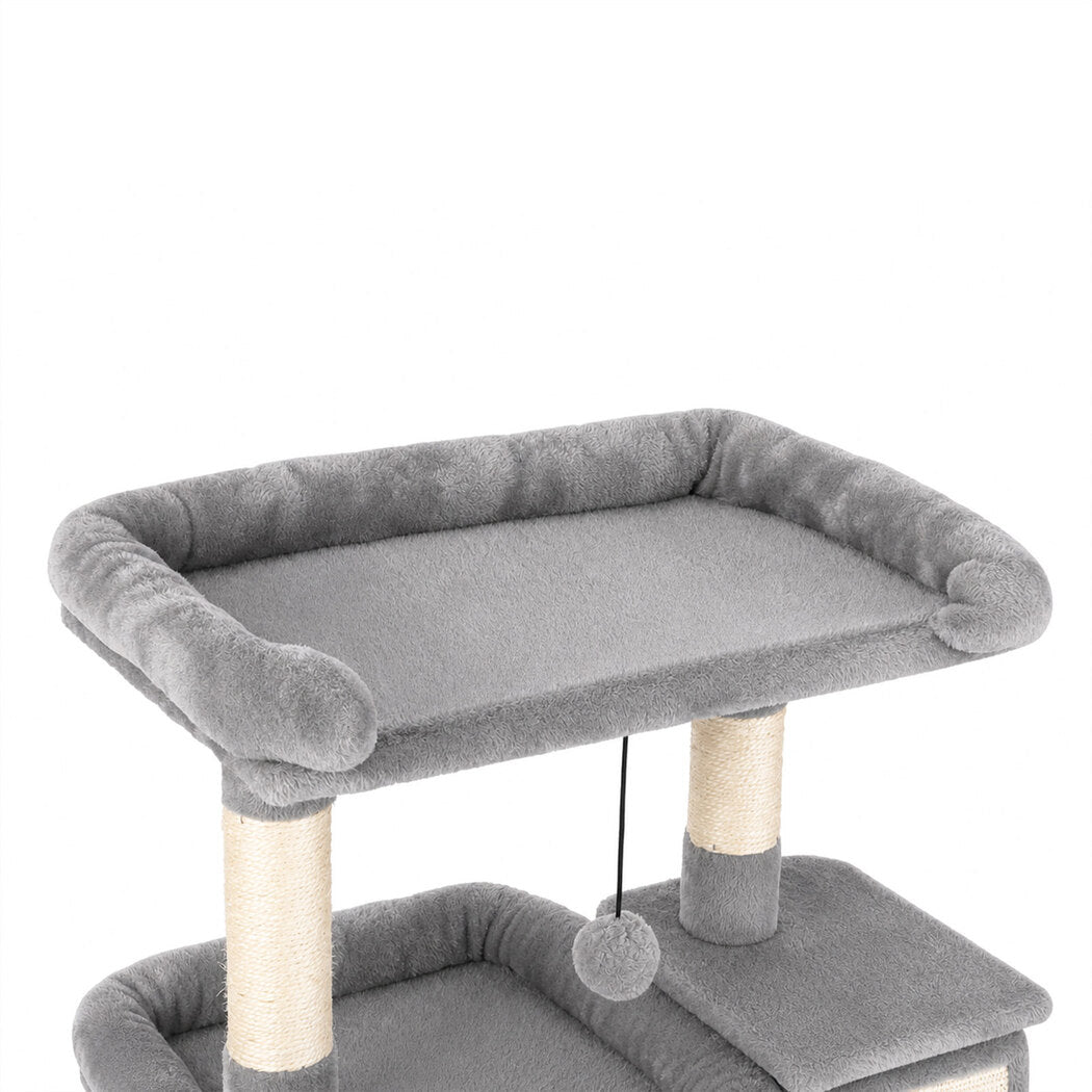 Pawz Cat Tree Tower Large Perch Condo Sisal Scratcher for Indoor Felines Grey