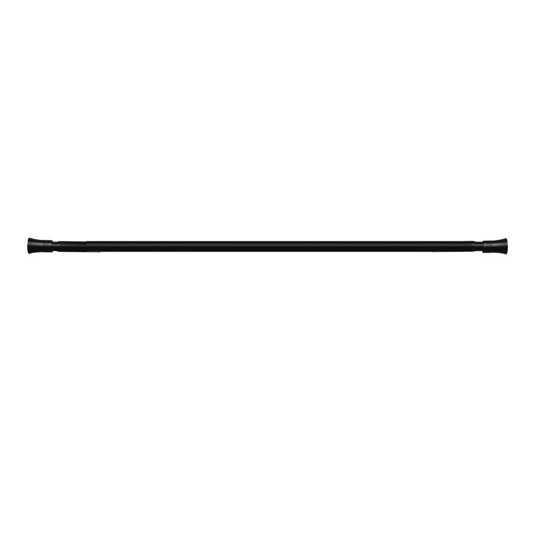 Marlow Black Curtain Rod Steel Quiet Rail Pole Pommel Set Extendable
