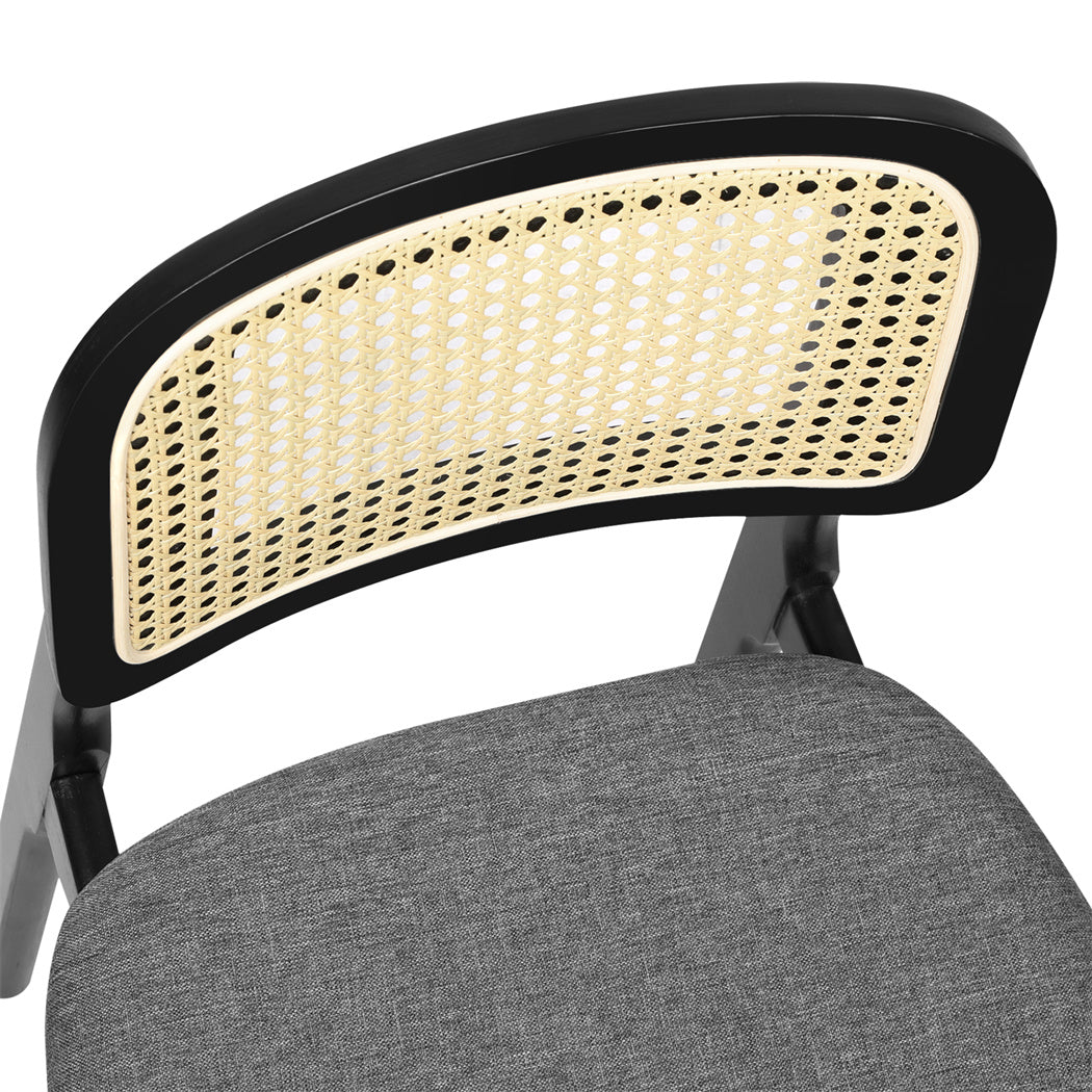 Levede 2x Dining Chair Wood Rattan Armless Black