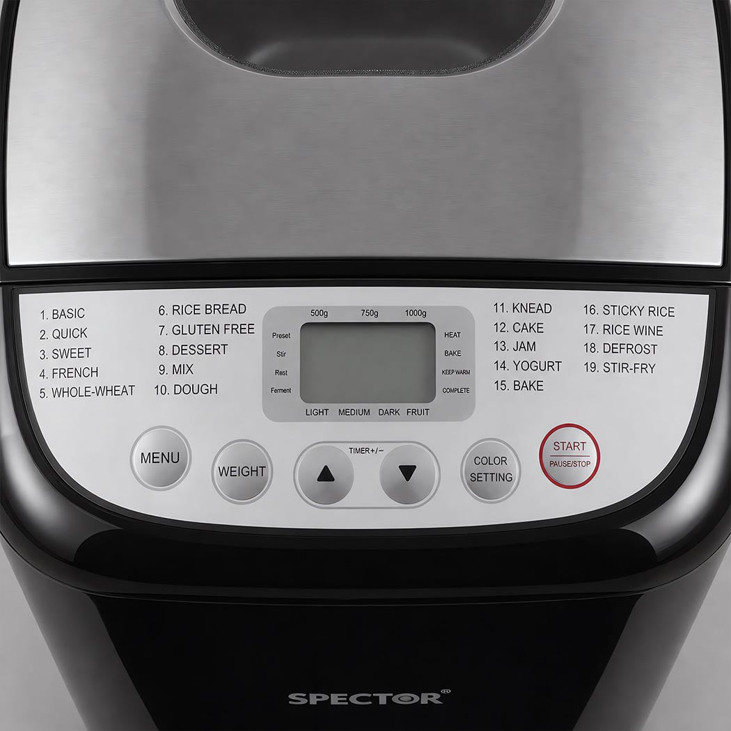 Spector 19-In-1 Automatic Bread Machine With Non Stick Pan For Home Baking Black