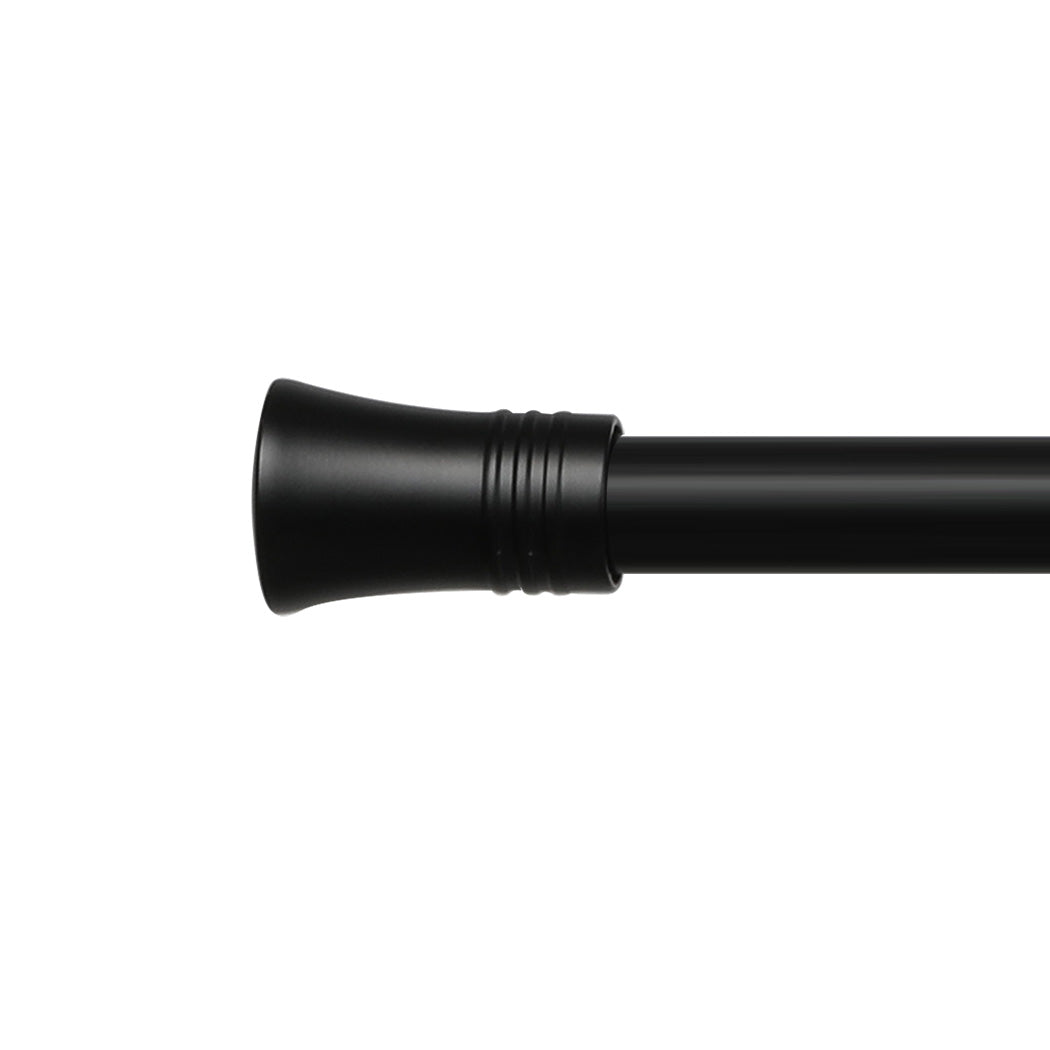 Marlow Black Double Curtain Rod Steel Pole Pommel Set Extendable Adjustable