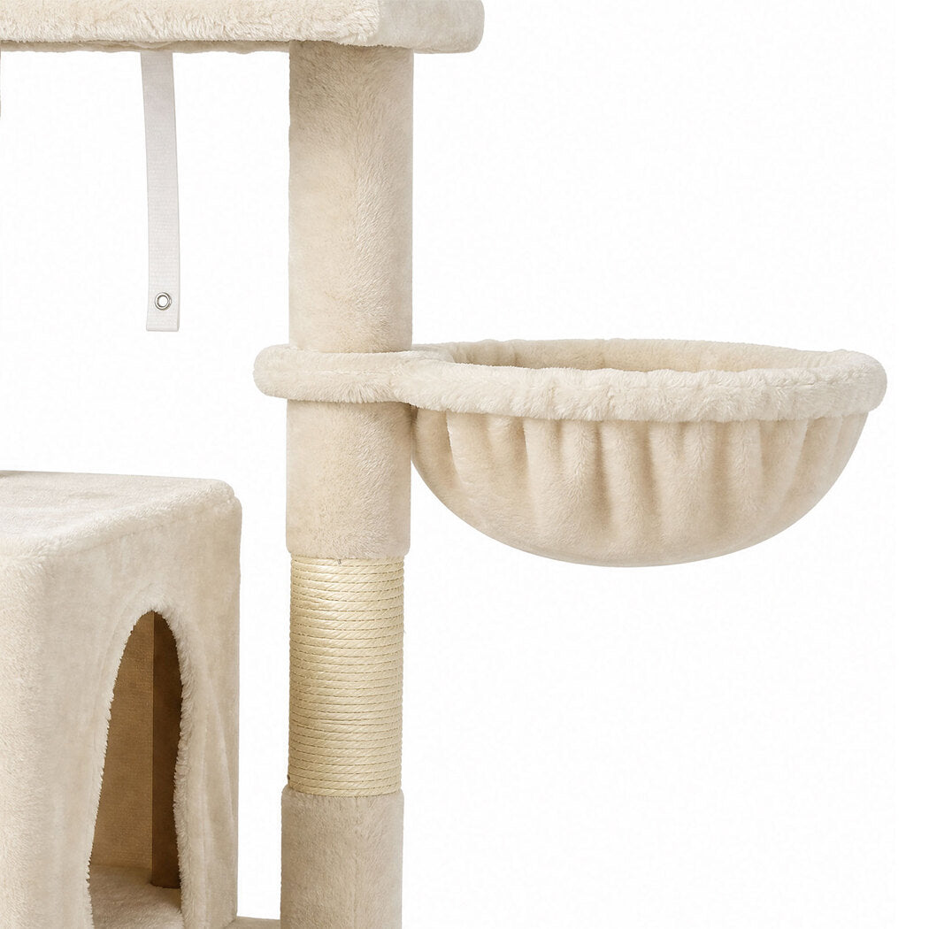 Pawz Cat Tree Cat Tower Multi-Level Cat Bed Cat Scratching Post 125cm Beige