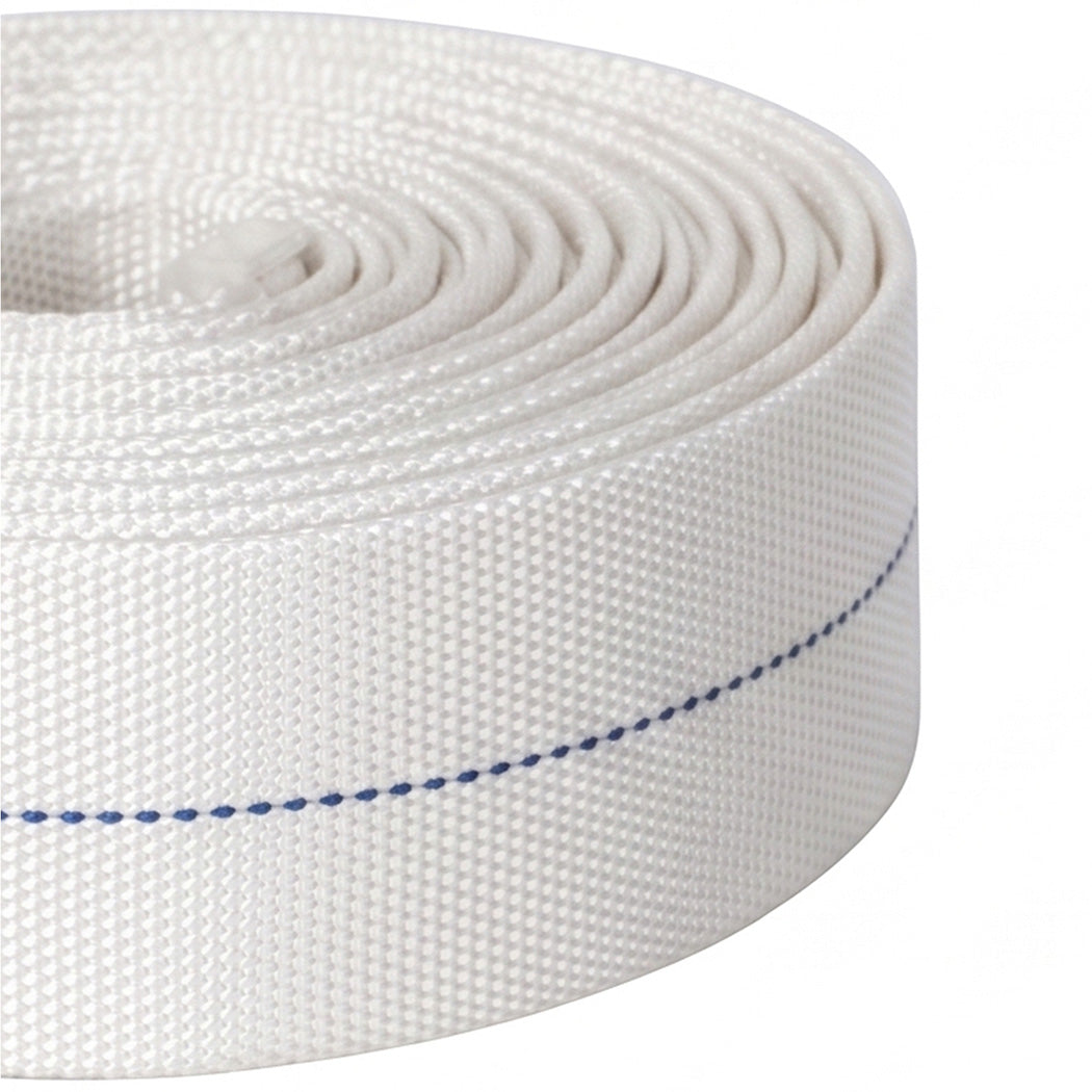Traderight Hose Pipe Heavy 20m x 25mm Layflat PVC Pump Drainage with Clips White