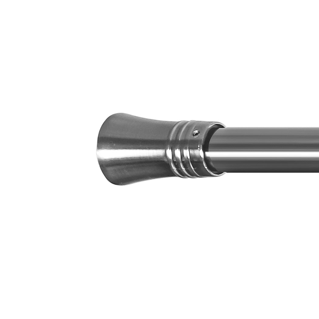 Marlow Silver Double Curtain Rod Steel Pole Pommel Set Extendable Adjustable