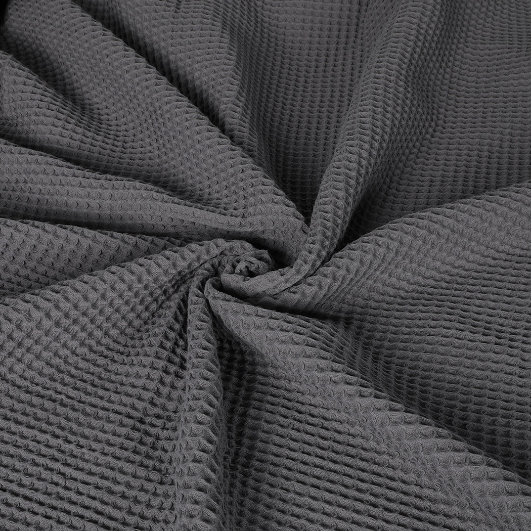 DreamZ Throw Blanket Cotton Waffle Blankets Grey Single