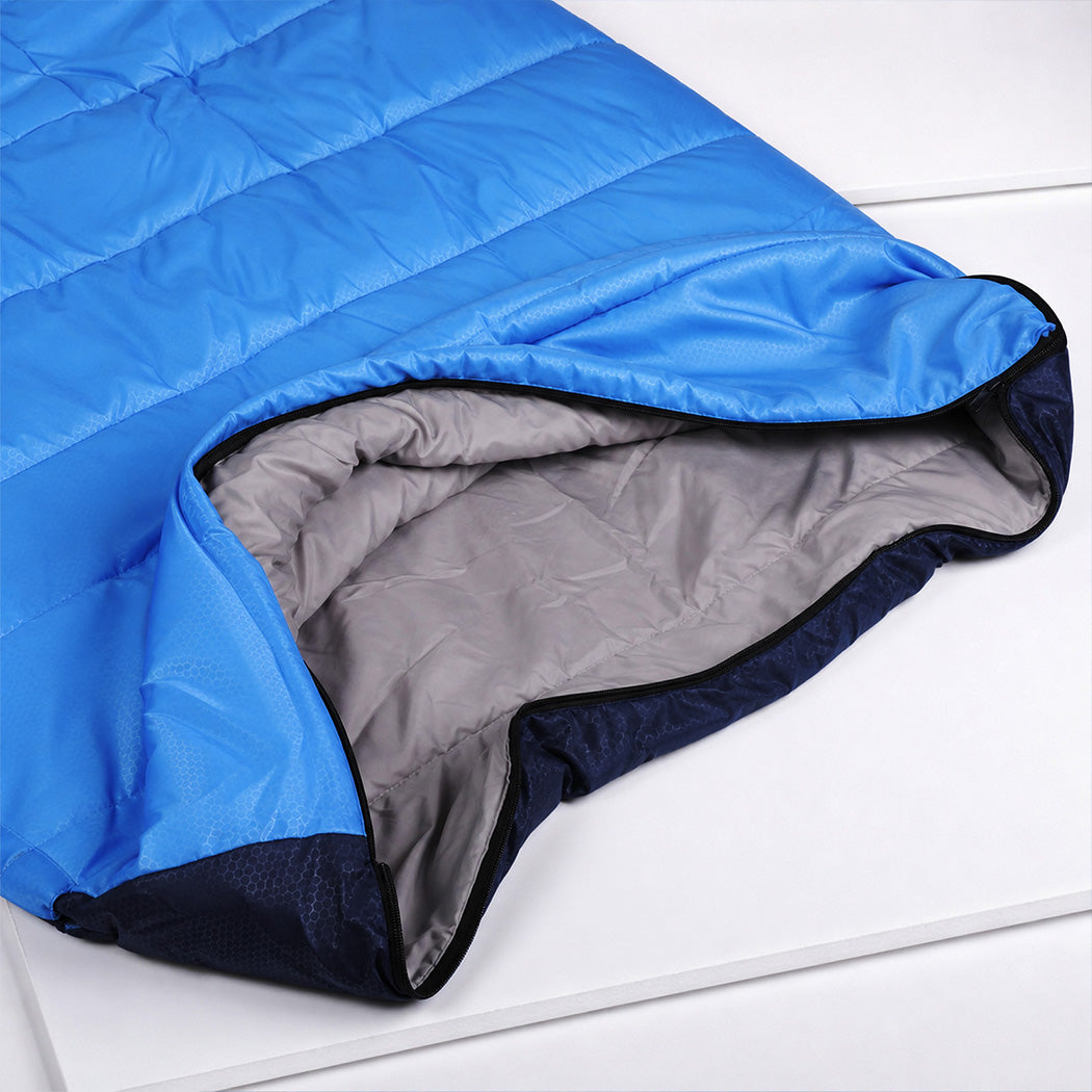 Mountview Sleeping Bag Extra Wide 230x100cm 3 Season Waterproof Hiking Blue