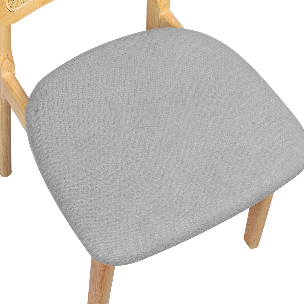 Levede Dining Chair Wood Rattan Armless Natural x4