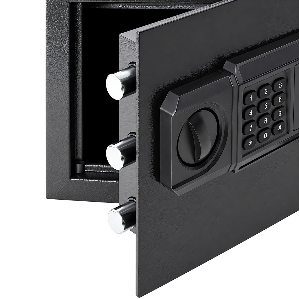 Levede Fireproof Safe Box with LED Light Alarm USB Steel for Home Use Black