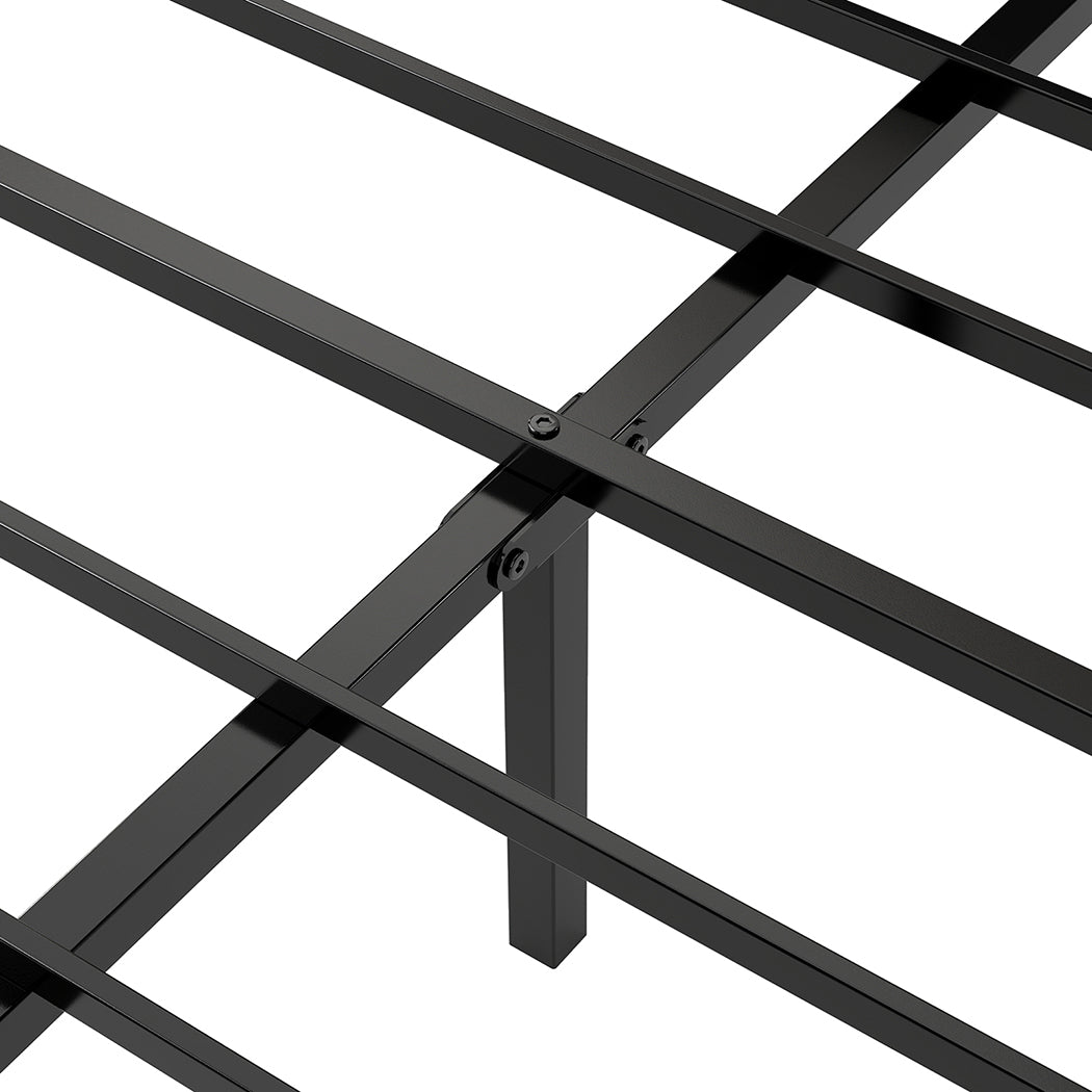 Levede Queen Bed Frame Steel Base with Headboard Grey