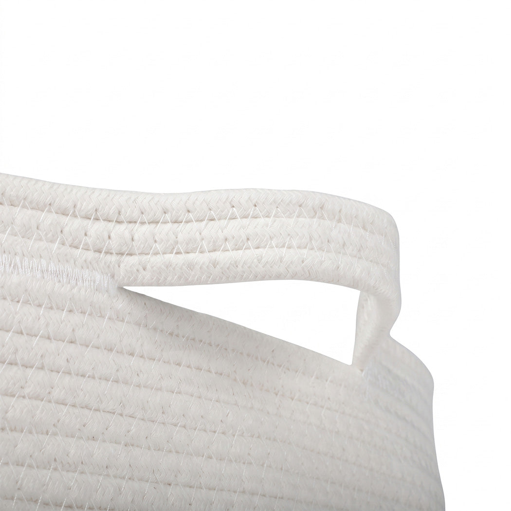 Levede Blanket Basket Cotton Rope Foldable Large with Handles Bedroom Brown