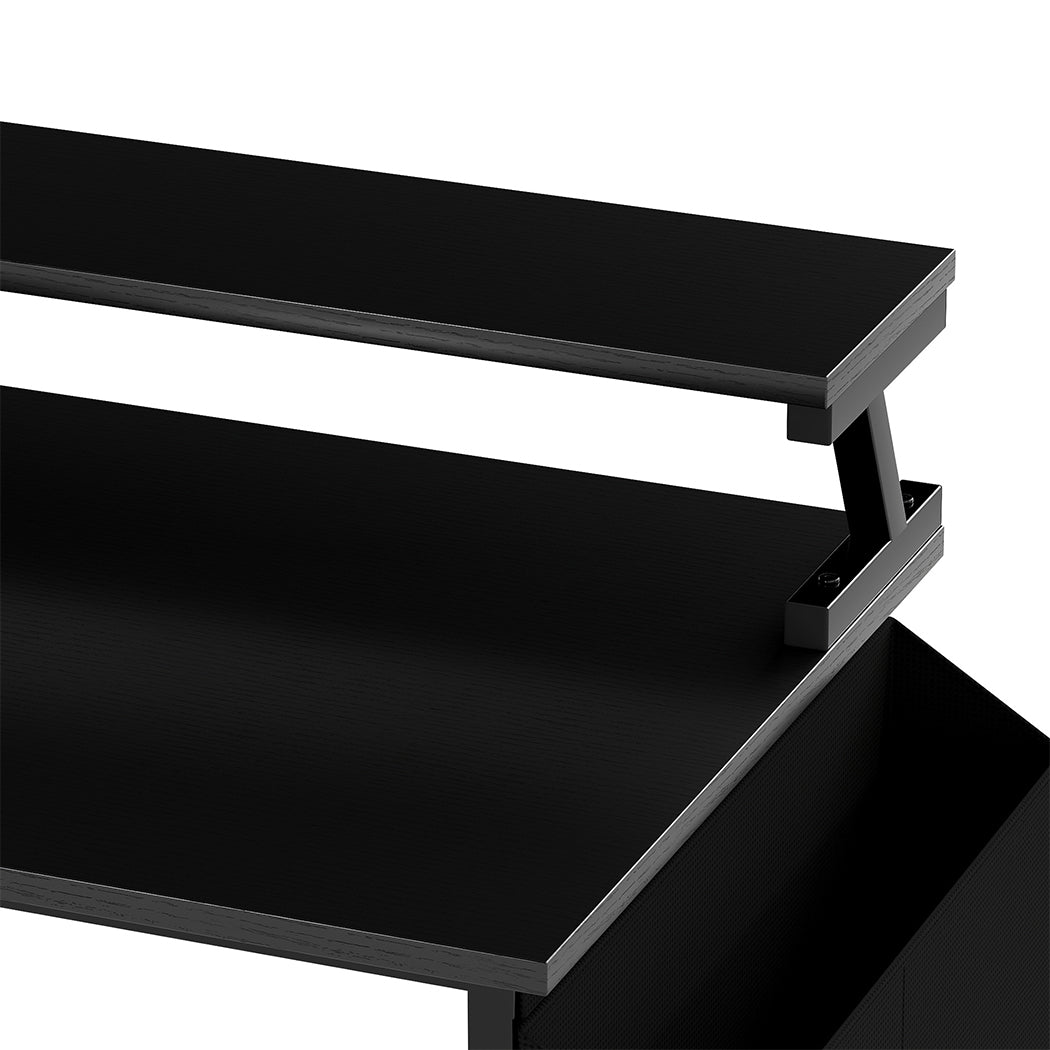 Levede L Shaped Gaming Desk with Storage Drawers Black