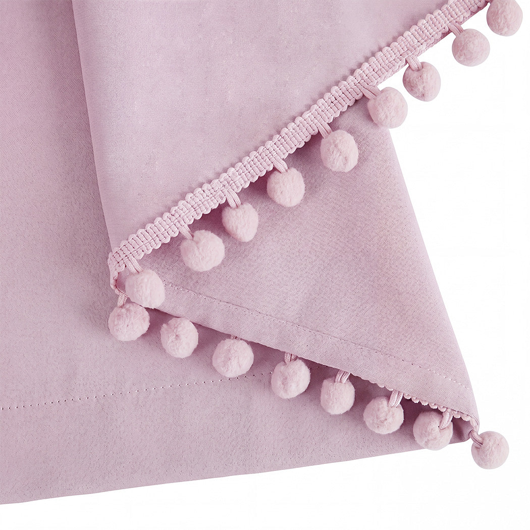 Marlow Blackout Curtains Pink 2 Panels Thermal Insulated Pom Pom 132cm x 213cm