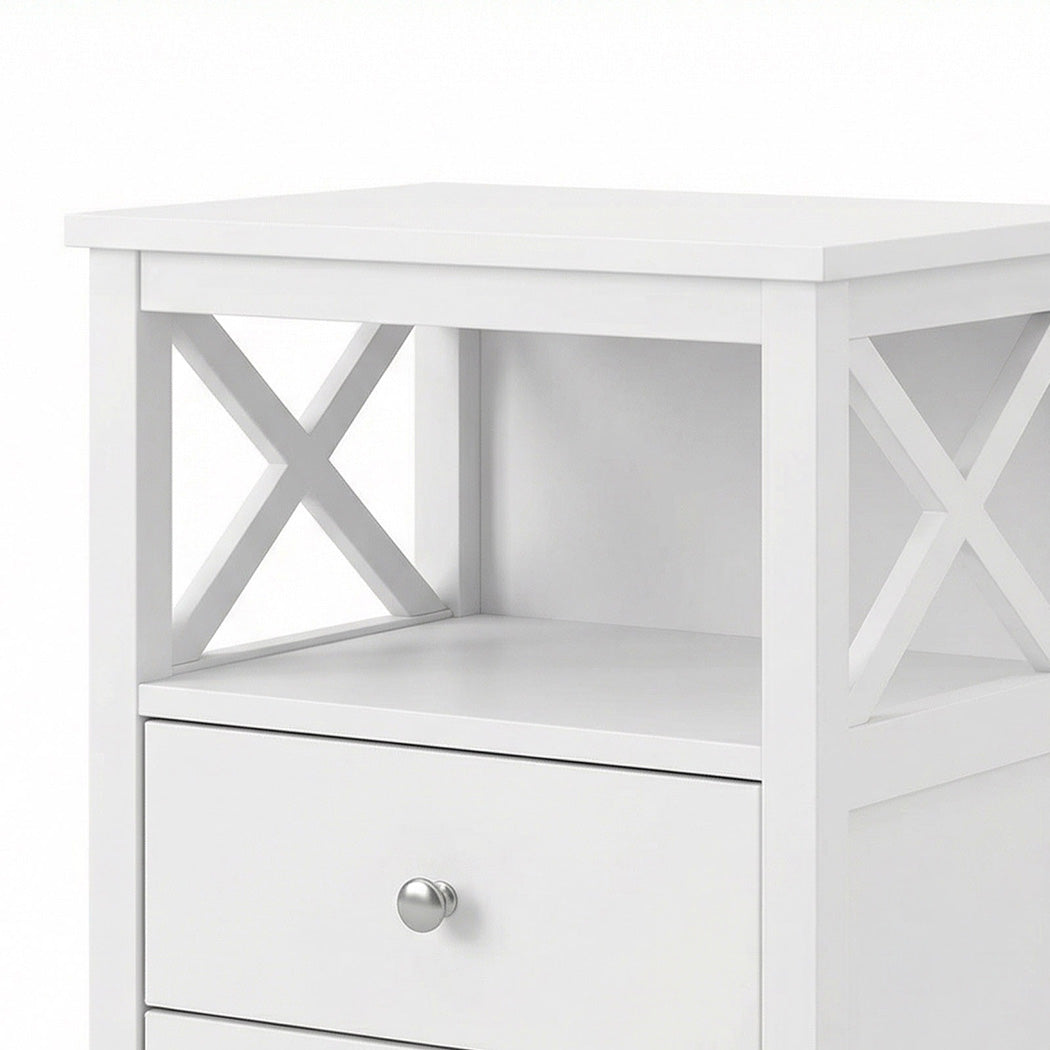 Levede Bedside Table Nightstand Side End Table 2 Drawers Storage Bedroom Cabinet
