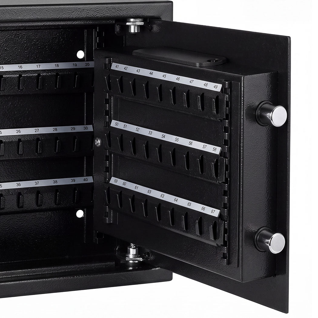 Levede Key Safe Lock Box Large 67 Hook Carbon Steel Cabinet With LED Black