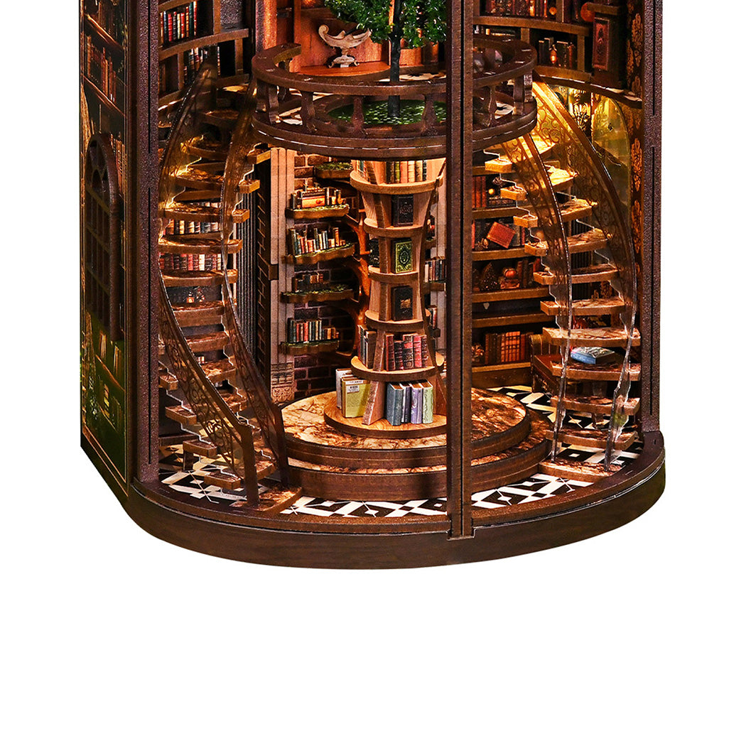 Bo Peep Book Nook Kit 356Pcs LED Miniature Library House For Bookshelf Walnut