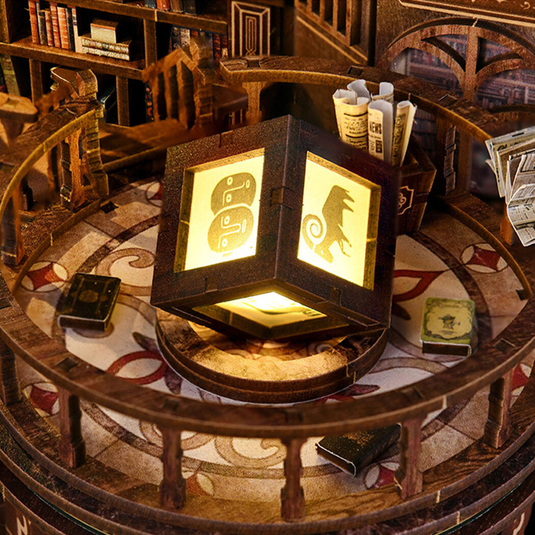 Bo Peep Book Nook Kit DIY Vintage Library with Warm LED 3D Wooden Puzzle Walnut