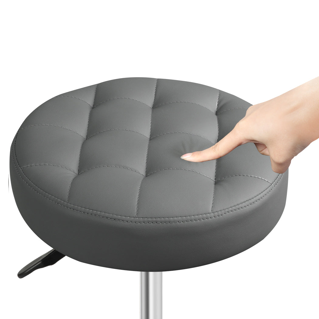 Levede 4x Rolling Bar Stool Swivel Salon SPA Chair Grey
