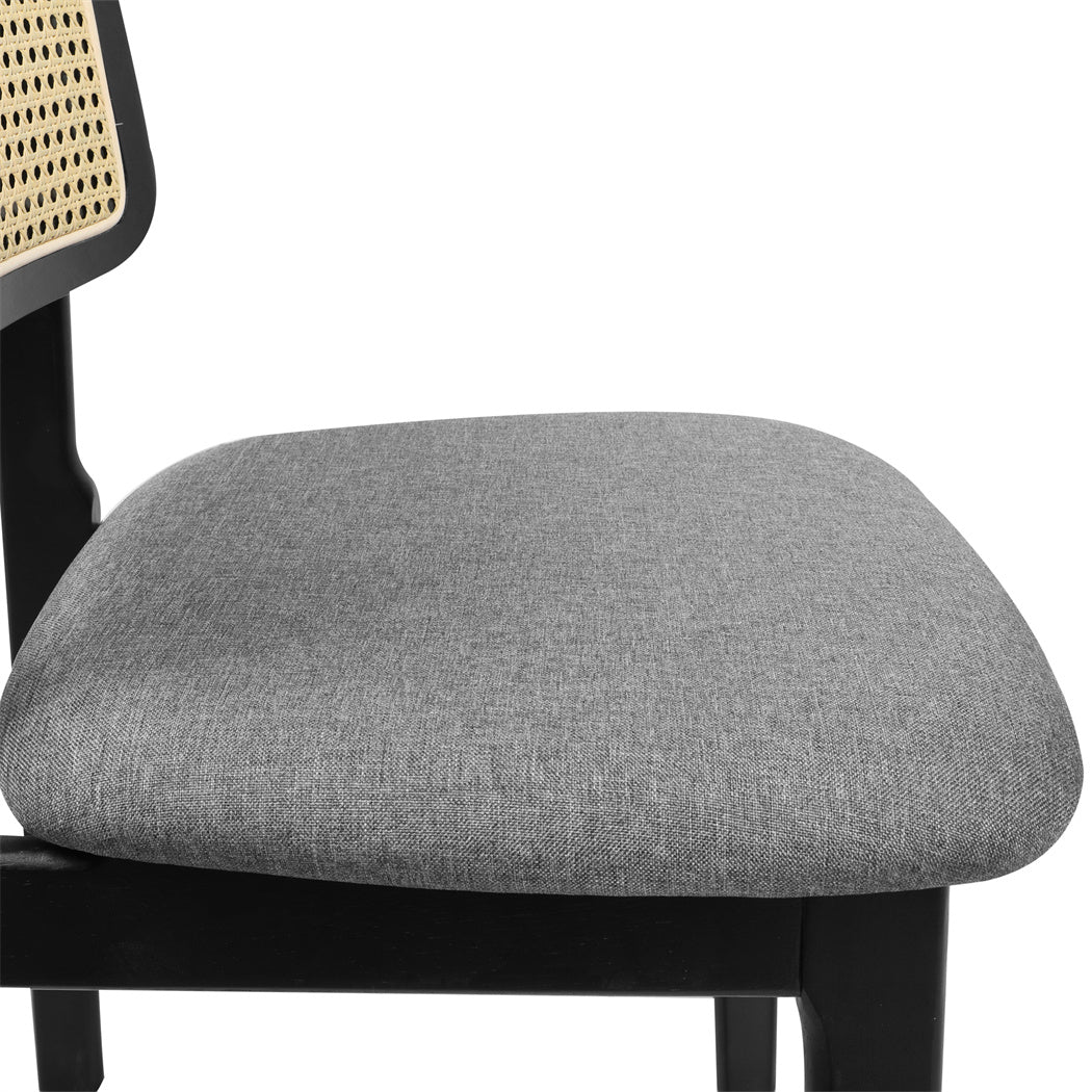 Levede 2x Dining Chair Wood Rattan Armless Black