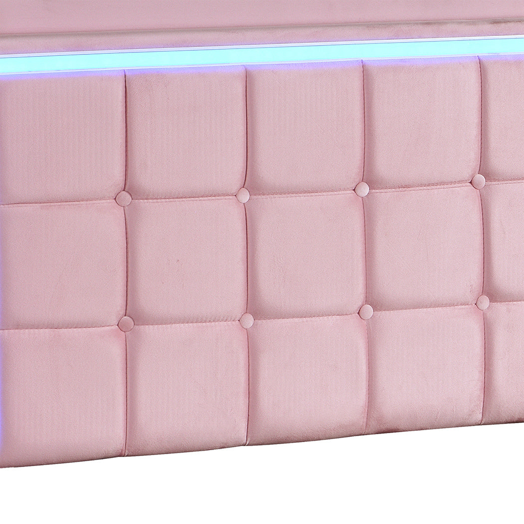 Levede King Single Floating Bed Frame With RGB LED Light Headboard USB Charge