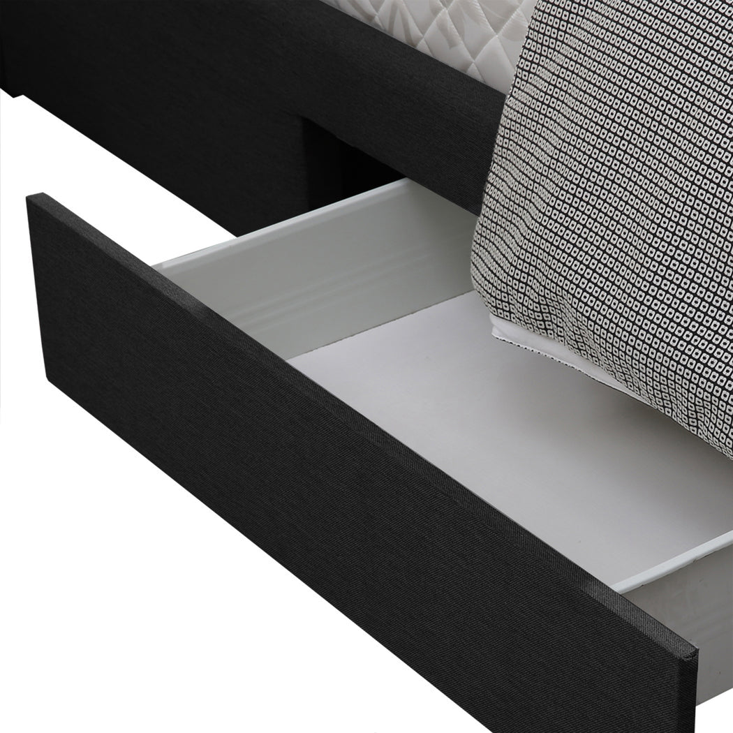 Levede Queen Bed Frame Fabric Tufted Dark Grey
