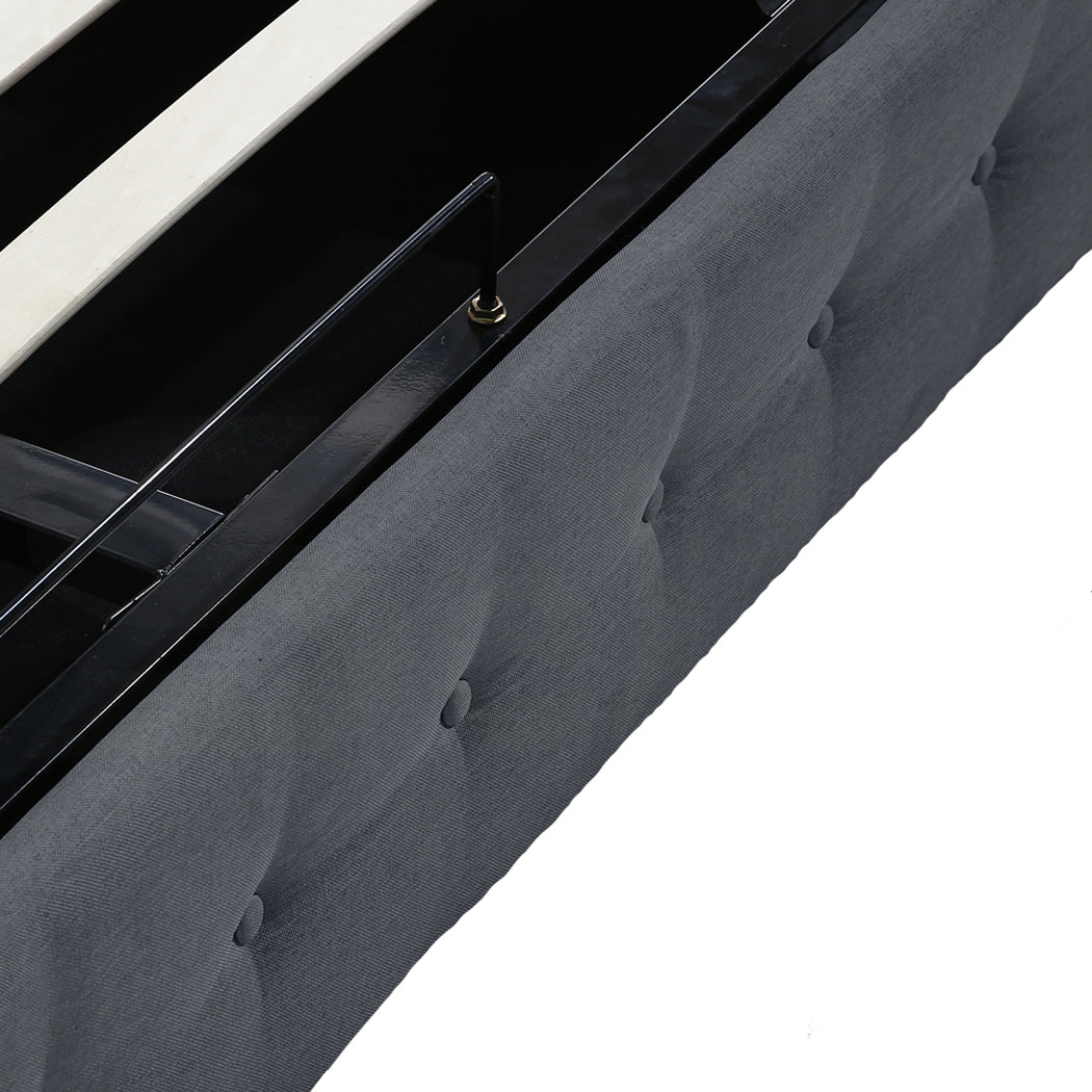Levede Gas Lift Bed Frame Fabric Base Double Dark Grey