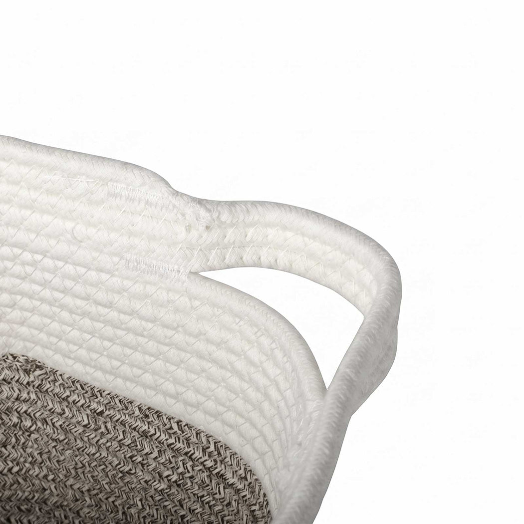 Levede Storage Baskets Laundry Bins 3Pcs Foldable with Handles Cotton Rope Brown