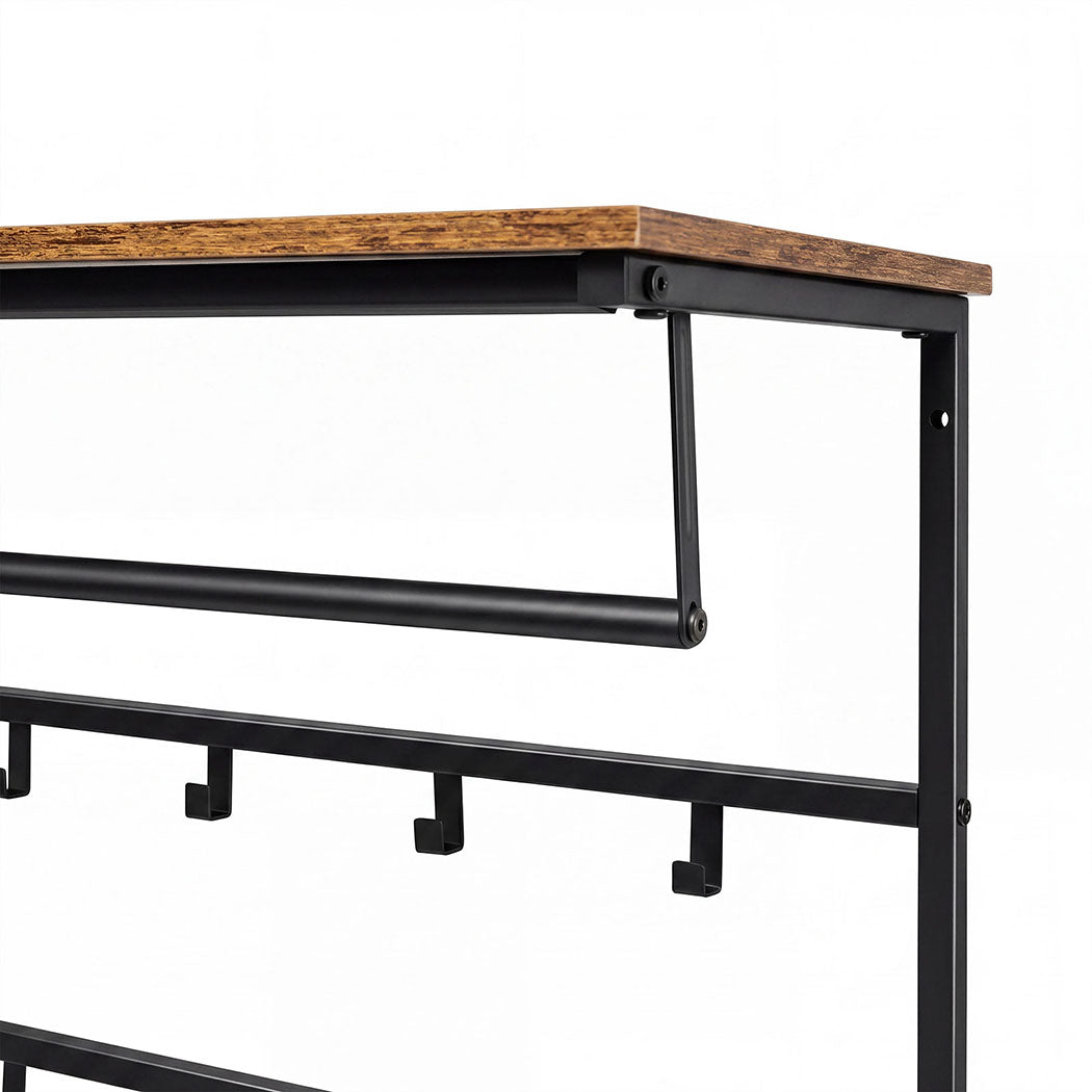 Levede Floating Shelves 10kg Wall Shelf Hooks Coat Rack Metal Wood Black