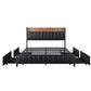 Levede Queen Bed Frame PU 4 Drawer USB Charge