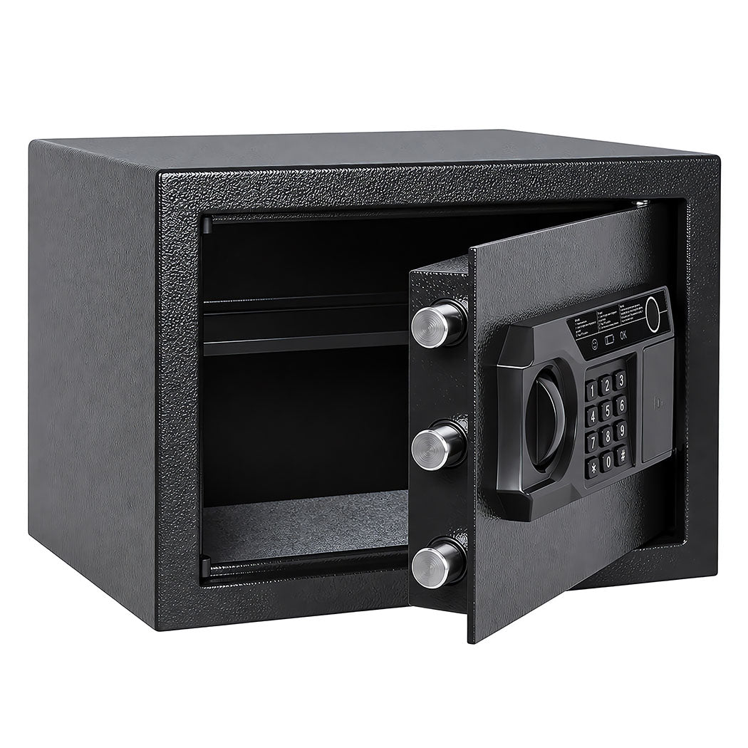 Levede Safe Box Fingerprint Lock Steel Home Safe 14L LED Light Alarm Black