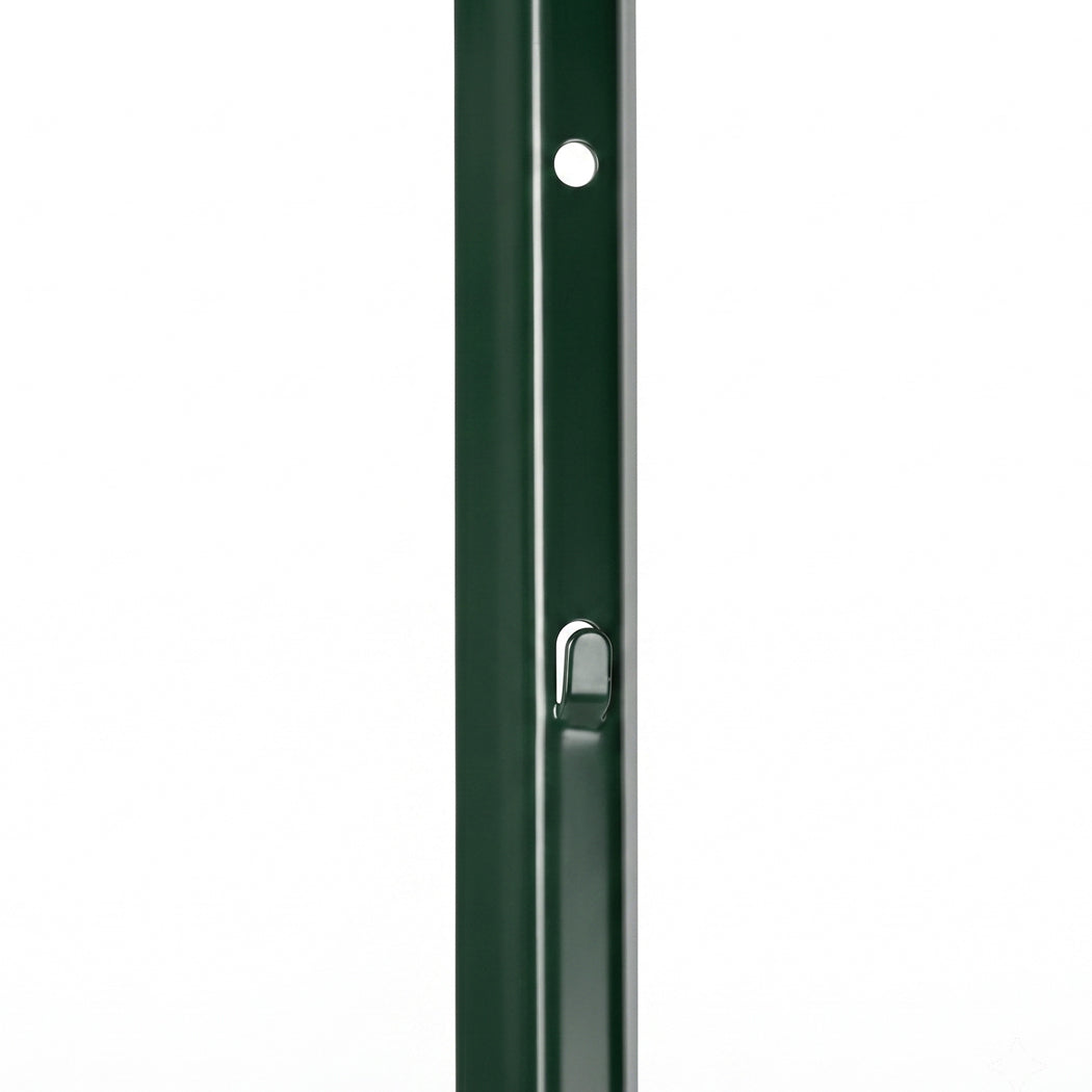 Metal Fence Posts 5Ft 10Pc Set U Shape Powder Coated for Garden Boundary Green