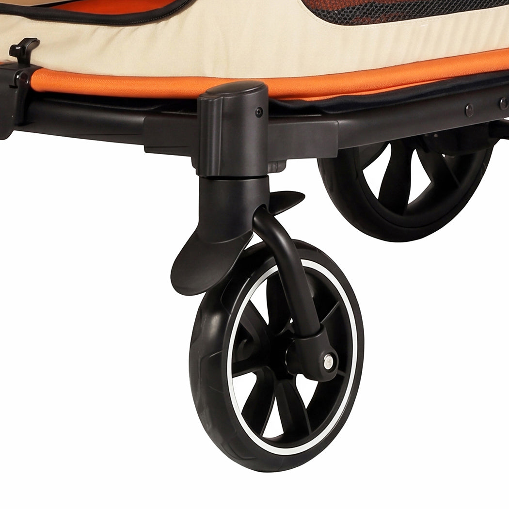 PaWz Dog Stroller Pet Pram Foldable Mesh Ventilated Seat Safety Leash Orange