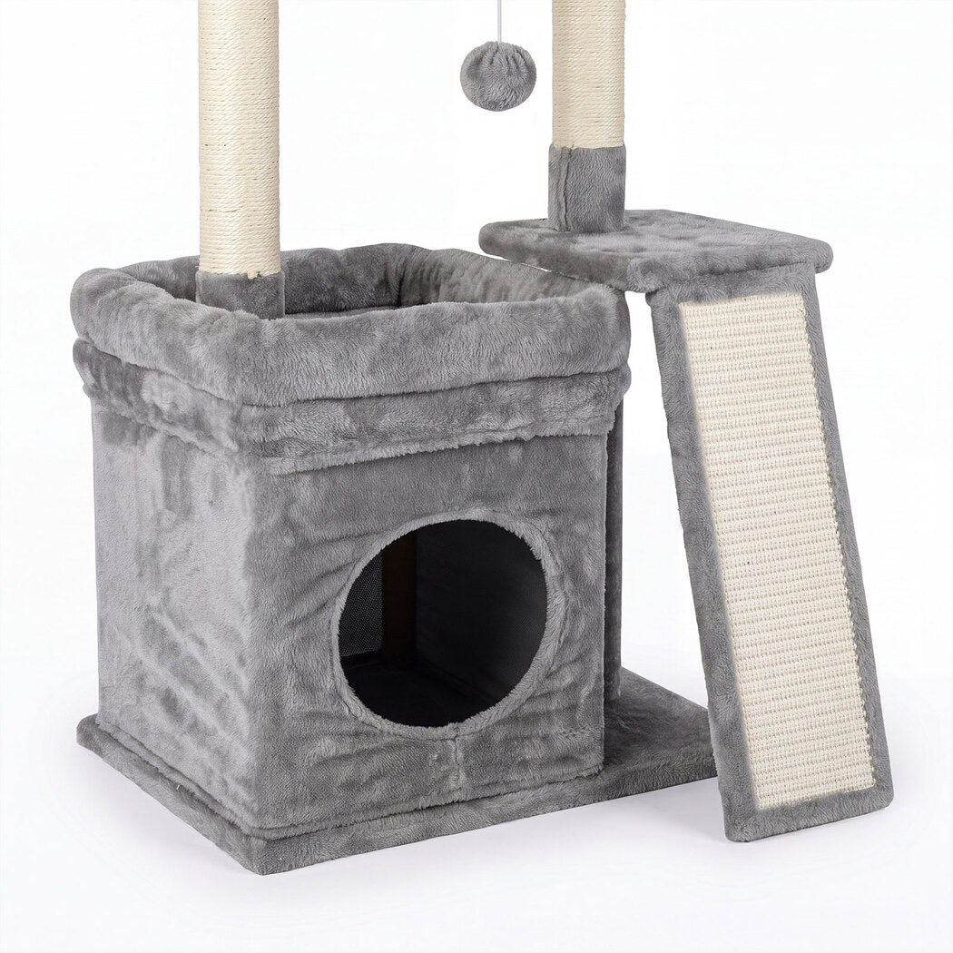 Pawz Cat Tree Tower Large Perch Condo Sisal Scratcher for Indoor Felines Grey