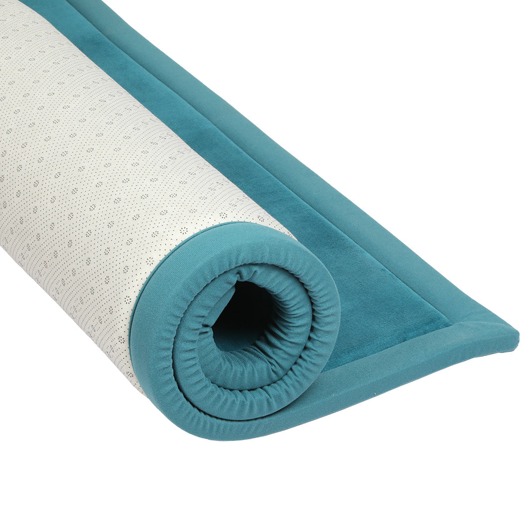 Marlow Coral Velvet Area Rugs Large Mat 120x200cm Blue