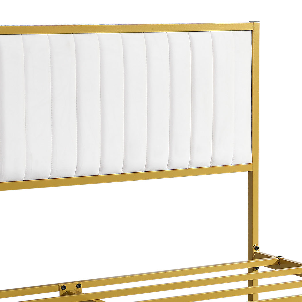 Levede Metal Bed Frame Under Bed Storage Queen Beige