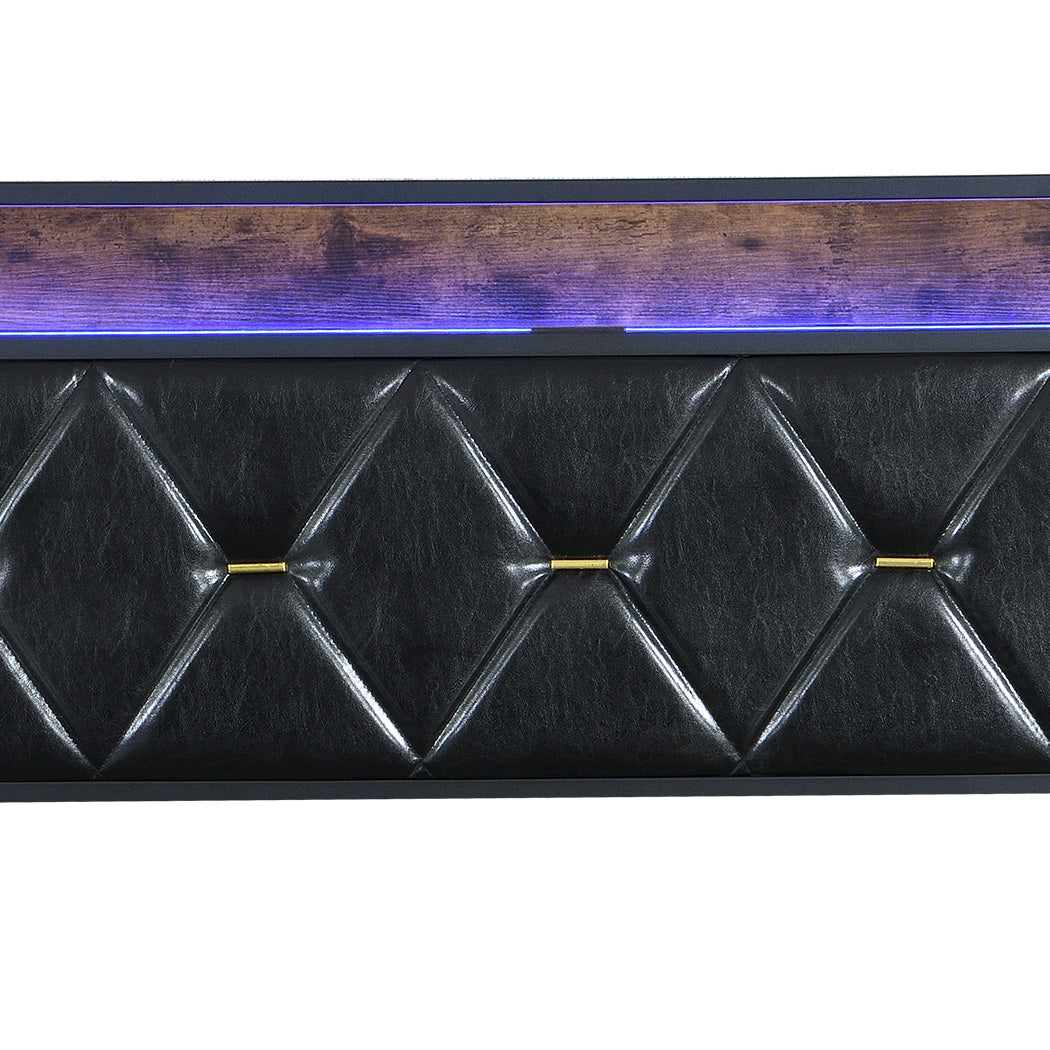 Levede King Bed Frame Leather Headboard RGB 2 Drawers