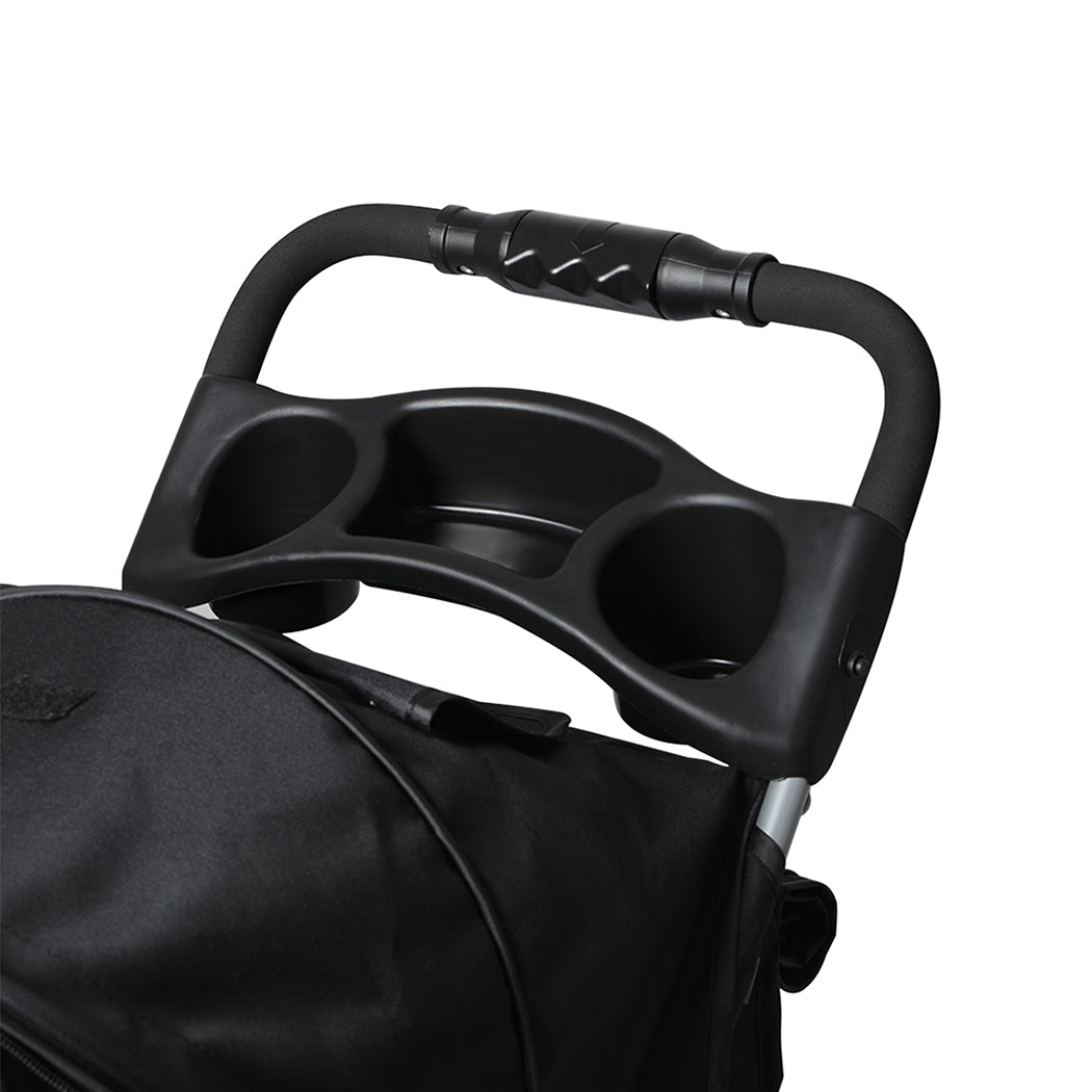 PaWz 4 Wheels Pet Stroller Dog Cat Cage Black