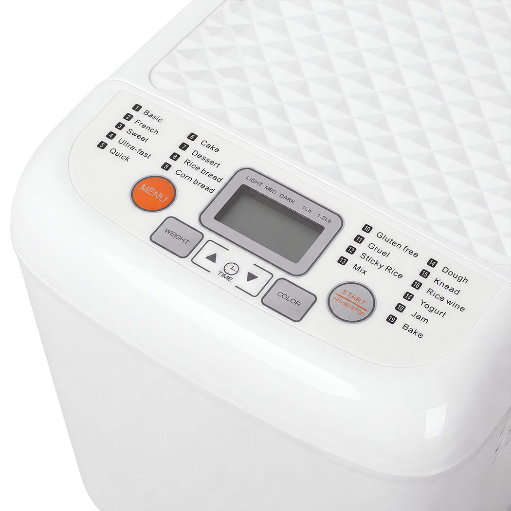 Spector Automatic Bread Machine 19-In-1 500W Quiet Motor 1.2Lb White for Home