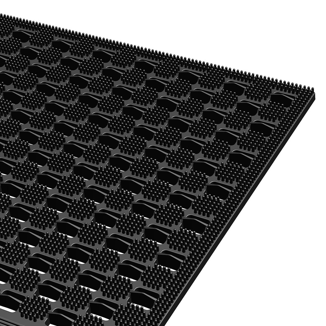 Marlow Front Door Mat 90x60cm TPE Raised Wave Drainage for Entrance Black
