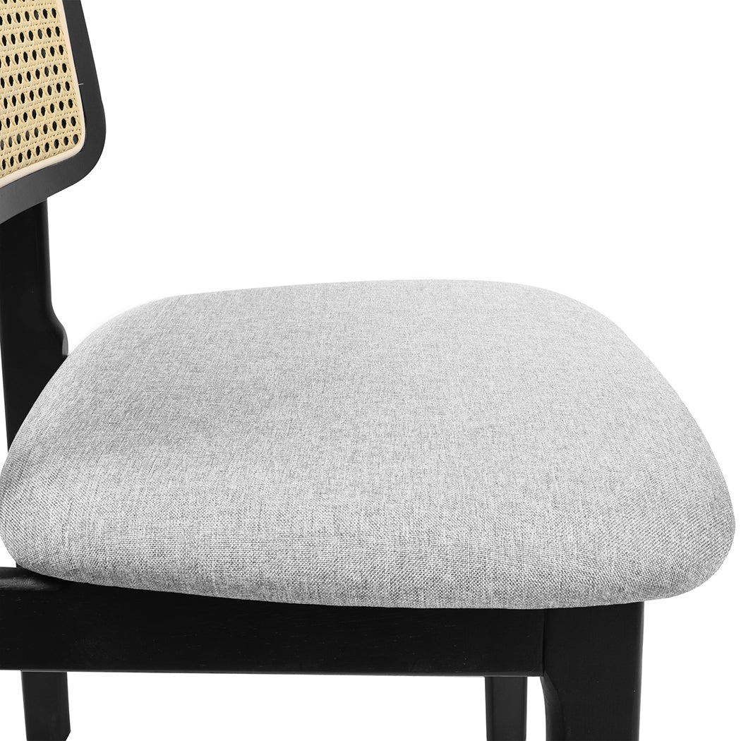Levede Dining Chair Wood Rattan Armless Black x4