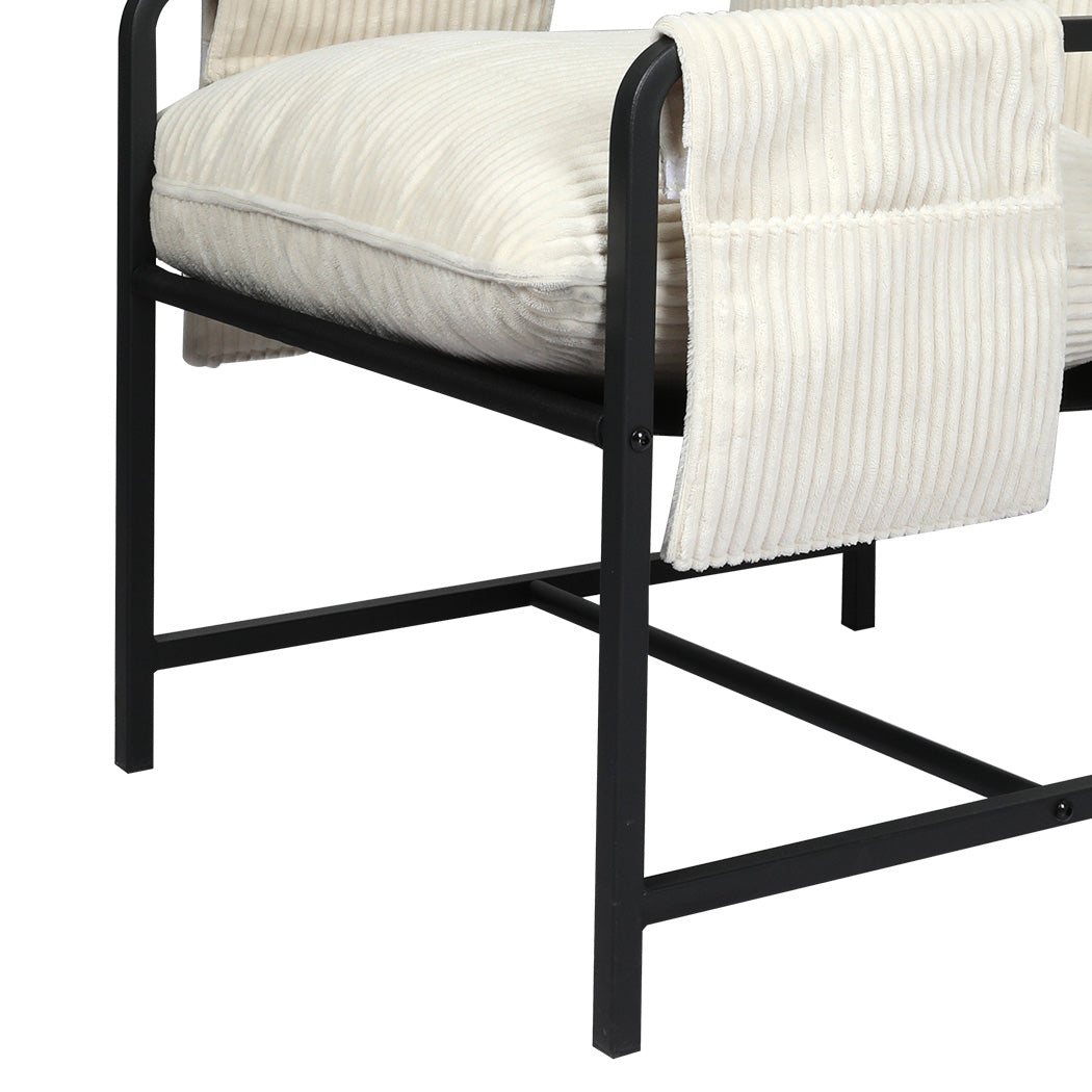 Levede Metal Framed Lounge Chair Corduroy in Beige
