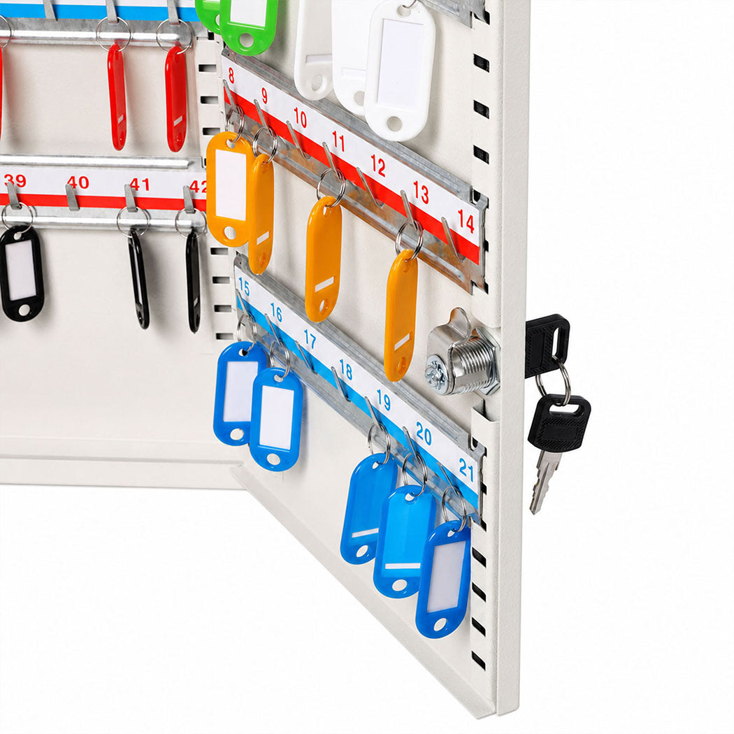 Levede Key Safe Cabinet 42-Key Wall Mount Steel Lock Box White